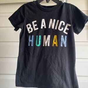 Tahari Black Kids Tee with Multicolor 'Be A Nice Human' Graphic